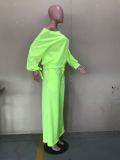Plus Size Solid Color O Neck Two Piece Pants Set OLYF-6021