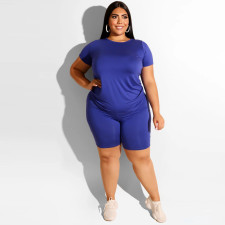 Plus Size Short Sleeve Shorts Two Piece Set OSIF-20705