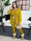 Plus Size Solid Color Vest Coats 3 Piece Pants Set OSIF-3309