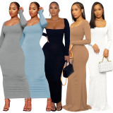 U Neck Long Sleeve Maxi Dress NIK-NK321