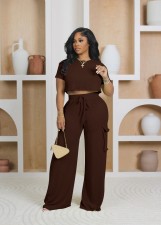 Solid Color Short Sleeve Two Piece Pants Set YD-YD8812E9