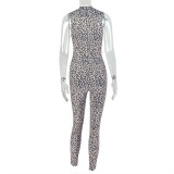 Leopard Print Sleeveless Hollow Out Jumpsuit GJYO-006303