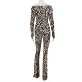 Leopard Print Off Shoulder Jumpsuit GJYO-006308