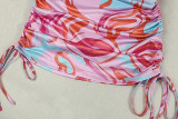 Print Slash Neck Drawstring Two Piece Skirt Set GJYO-711853