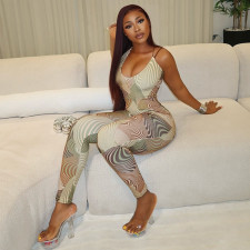 Sexy Sling Backless Print Tight Jumpsuit GJYO-006309