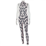 Print Sleeveless Backless Skinny Jumpsuit GJYO-006311