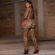 Leopard Print Off Shoulder Jumpsuit GJYO-006308