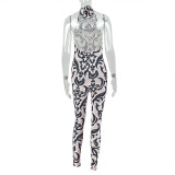 Print Sleeveless Backless Skinny Jumpsuit GJYO-006311