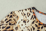 Leopard Print Long Sleeve Maxi Dress GJYO-303896