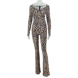 Leopard Print Off Shoulder Jumpsuit GJYO-006308