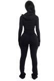 Solid Color Hooded Zipper Two Piece Pants Set YD-YD8838-C10