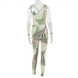 Sexy Sling Backless Print Tight Jumpsuit GJYO-006309