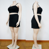 Plus Size Solid Color Sling Vest Culottes Suit NNWF-7199