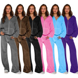 Zipper Hooded Long Sleeve Two Piece Pants Set YD-YM-018-E5