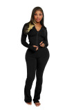 Solid Color Hooded Zipper Two Piece Pants Set YD-YD8838-C10