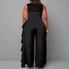 Plus Size Lace Patchwork Loose Jumpsuit NNWF-3047