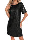Short Sleeve Sequin Midi Dress GOSD-10245