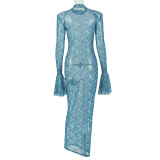 Long Sleeve Loose Print Maxi Dress GJYO-303900