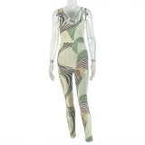 Sexy Sling Backless Print Tight Jumpsuit GJYO-006309