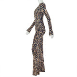 Leopard Print Off Shoulder Jumpsuit GJYO-006308