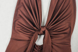 Sleeveless Backless Ruched Maxi Dress GJYO-303885