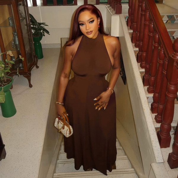 Sleeveless Solid Color Maxi Dress GJYO-303723