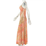 Print Sling Backless Maxi Dress GJYO-303860