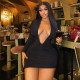 Deep V Neck Long Sleeve Mini Dress GJYO-303730