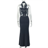 Sleeveless Backless Ruched Maxi Dress GJYO-303885