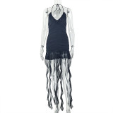 Halterneck V Neck Bckless Mini Dress GJYO-303828