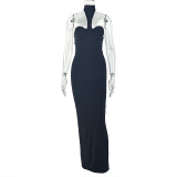 Sleeveless Halterneck Backless Maxi Dress GJYO-303836