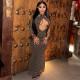 Hollow Out Stripe Print Long Sleeve Maxi Dress GJYO-303887