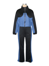 Denim Patchwork Coat And Pants Two Piece Set SH-391297