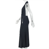 Sleeveless Backless Ruched Maxi Dress GJYO-303885
