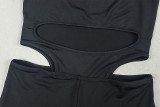 Blackless Hollow Out Tight Sport Jumpsuit GJYO-006302