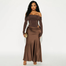 One Shoulder Long Sleeve Slim Maxi Dress GSZM-J25DS361