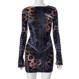 Long Sleeve Print Mini Dress GSZM-F24DS269