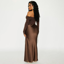 One Shoulder Long Sleeve Slim Maxi Dress GSZM-J25DS361