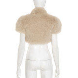 Fuzzy Short Sleeveless Tie-up Top GSZM-C25TP266
