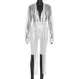Solid Color Tie Up Tops Tight Fifth Pants Two Piece Set GSBD-J25ST338