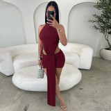 Sleeveless Patchwork Backless Tie Up Mini Dress GSZM-C25DS444