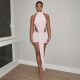 Sleeveless Patchwork Backless Tie Up Mini Dress GSZM-C25DS444