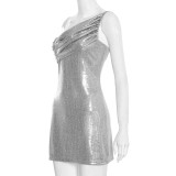 Sleeveless Single Shoulder Mini Dress GSZM-Q25DS459