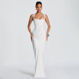 Solid Color Sling Square Neck Maxi Dress GSZM-D25DS511