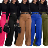 Loose Solid Color Straight Suit Pants SH-391409