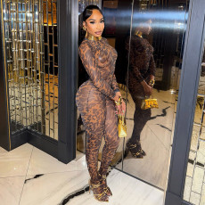 Mesh Long Sleeve Bodysuit Tight Two Piece Pants Set GSBD-D25ST200