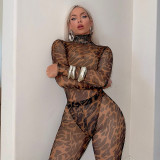 Mesh Long Sleeve Bodysuit Tight Two Piece Pants Set GSBD-D25ST200