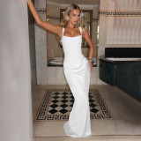 Solid Color Sling Square Neck Maxi Dress GSZM-D25DS511