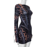 Long Sleeve Print Mini Dress GSZM-F24DS269