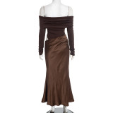 One Shoulder Long Sleeve Slim Maxi Dress GSZM-J25DS361